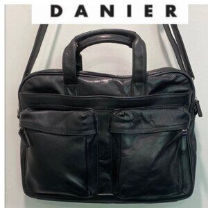 Danier Black Leather Briefcase messenger bag laptop bag